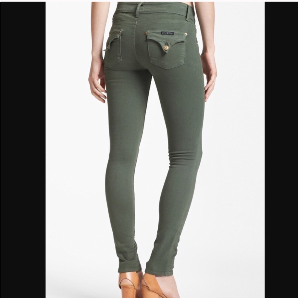 Hudson: Collin Mid-Rise Skinny Jeans in Olive
